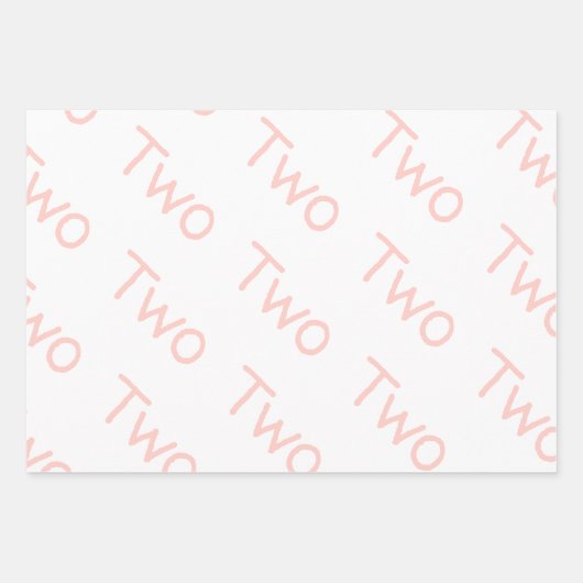 Blush roze meisje tweede verjaardag inpakpapier vel (Voorkant 3)