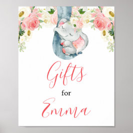 Blush roze meisjesolifantencadeautjes voor baby-bo poster
