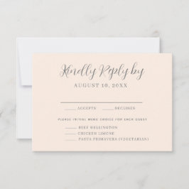 Blush roze menu Keuze bruiloft RSVP-kaart