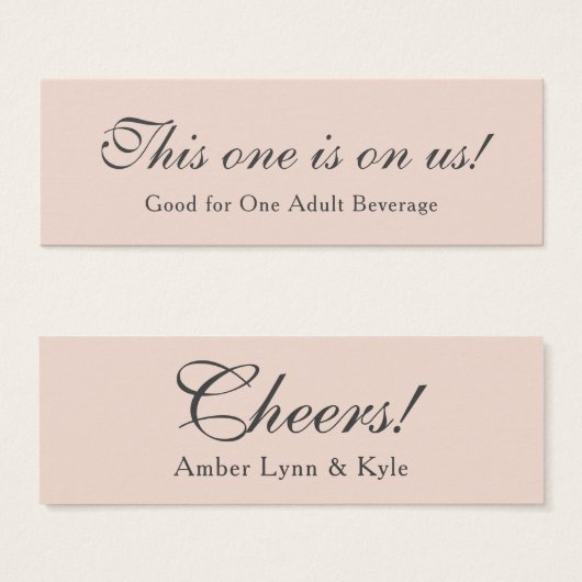 Blush roze met bewerkbaar script, Drink Tickets Mini Visitekaartjes (Voorkant /achterkant)