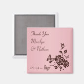 Blush roze met bruine bloemen Weddenschap Magneet (Voorkant / Achterkant)