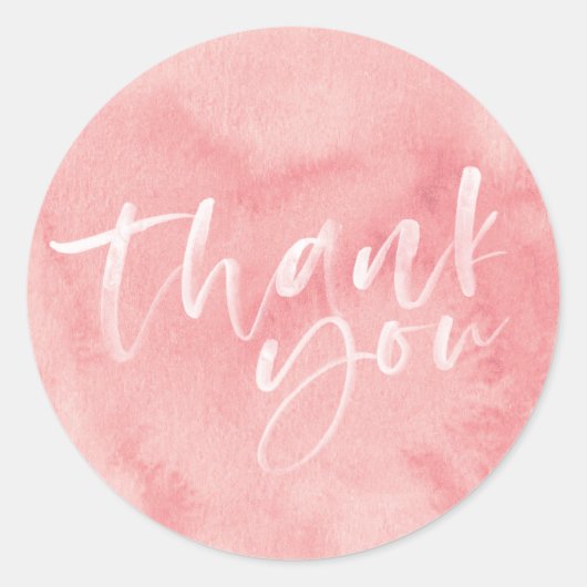 Blush roze met de hand geletterd dank u stickers (Voorkant)