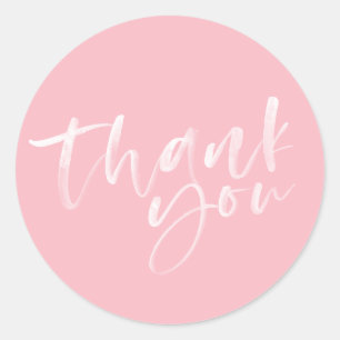 Blush roze met de hand geletterd dank u stickers