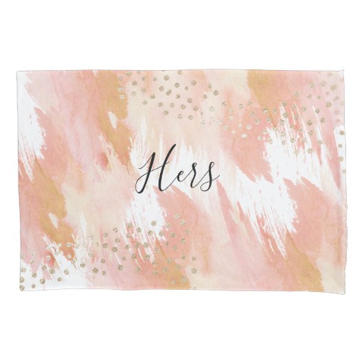 Blush roze met Gold Pillowcase Kussensloop (Voorkant)