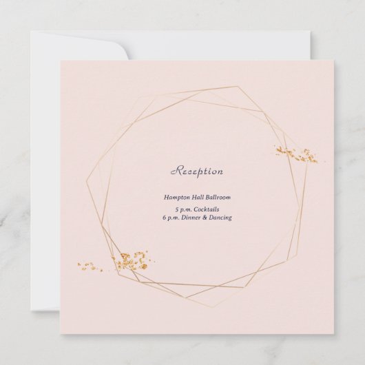 Blush roze met gouden bruiloft kaart (Achterkant)