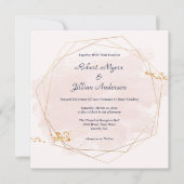 Blush roze met gouden bruiloft kaart (Voorkant)