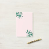 Blush roze met groene Waterverf palmbladeren Post-it® Notes (Op bureau)