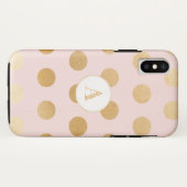 Blush roze met grote gouden polka dots, monogram Case-Mate iPhone case (Achterkant (horizontaal))