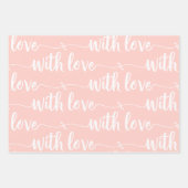 Blush roze met liefdespapierbladen inpakpapier vel (Voorkant 3)