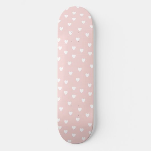 Blush roze met White Hearts Girls Persoonlijk Skateboard (Voorkant)