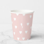 Blush roze met White Hearts Paper Cup Papieren Bekers (Rechts)