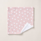 Blush roze met witte harten bad handdoek (Wasdoekje)