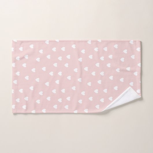 Blush roze met witte harten bad handdoek (Handdoek)