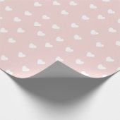 Blush roze met witte harten cadeaupapier (Hoek)