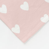 Blush roze met witte harten fleece deken (Hoek)