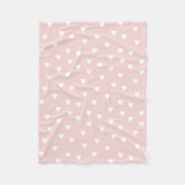 Blush roze met witte harten fleece deken