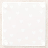 Blush roze met witte harten glazen onderzetter (Achterkant)
