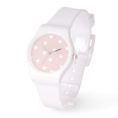 Blush roze met witte harten horloge (Hoek)