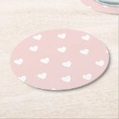Blush roze met witte harten ronde kartonnen onderzetter (Gebogen)