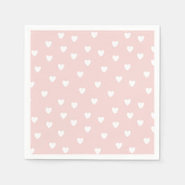 Blush roze met witte harten servet