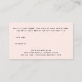 Blush roze met zwart script en hart | aanbevelingskaartje (Achterkant)