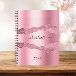 Blush roze metaal gekleurde marmer name 2023 planner