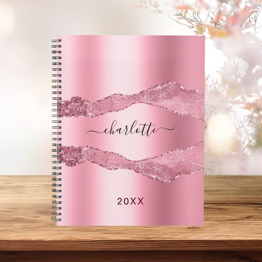 Blush roze metaal gekleurde marmer name 2023 planner