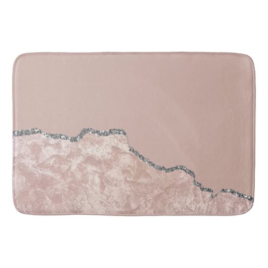 Blush roze metalen glitter badmat (Voorkant)