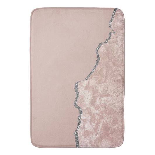 Blush roze metalen glitter badmat (Voorkant Verticaal)