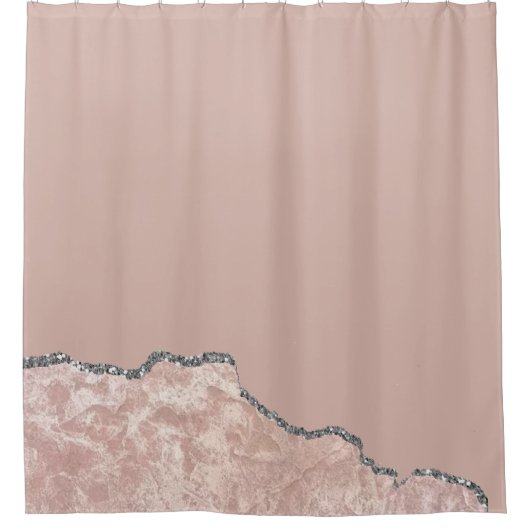 Blush roze metalen glitter douchegordijn (Voorkant)