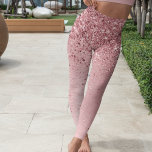 Blush roze metalen glitter leggings<br><div class="desc">Het ontwerp van de rendabele leggings met  roze mousserende glitter op een roze,  geborstelde metalen achtergrond.</div>