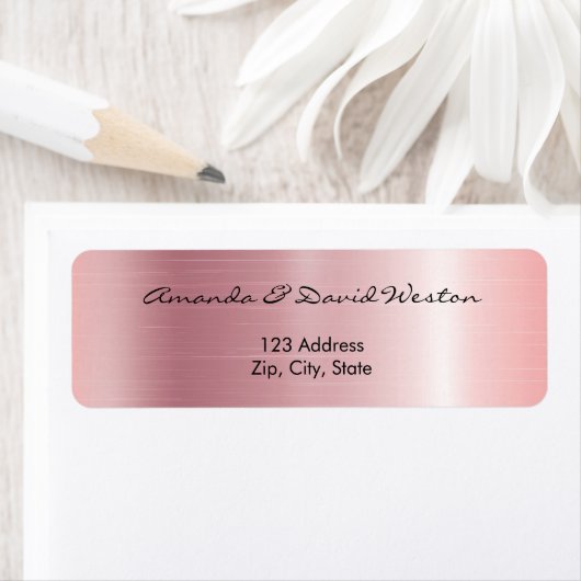 Blush roze metallic return address etiket (Insitu)