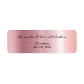 Blush roze metallic return address etiket (Voorkant)