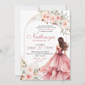 Blush roze Mexicaanse prinses Quinceanera Kaart (Voorkant)