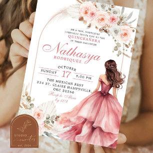 Blush roze Mexicaanse prinses Quinceanera Kaart