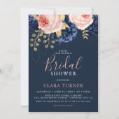 Blush Roze & Midnight Navy Florals Vrijgezellenfee Kaart (Voorkant)