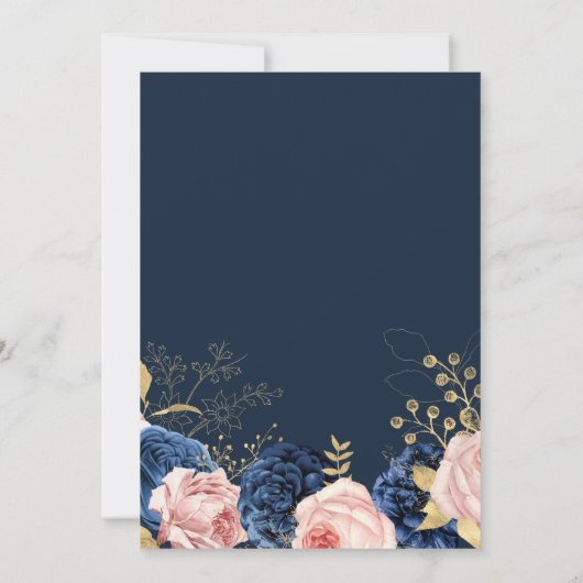 Blush Roze & Midnight Navy Florals Vrijgezellenfee Kaart (Achterkant)