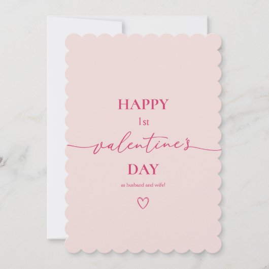 Blush Roze Minimaal 1e Jaar Valentijnsdag Kaart (Voorkant)