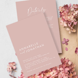 Blush roze Minimale eenvoudige bruiloft Details QR Kaart