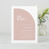 Blush Roze minimale halve Arch Oh Baby shower Kaart (Staand voorkant)