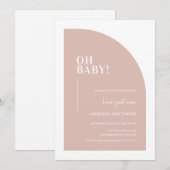 Blush Roze minimale halve Arch Oh Baby shower Kaart (Voorkant / Achterkant)