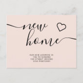 Blush roze minimale nieuwe hartslag bewegen aankondigingskaart (Voorkant)