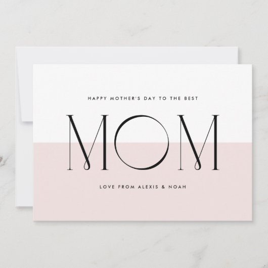 Blush Roze Minimalist Beste Mam Ooit Moederdag Feestdagenkaart (Voorkant)