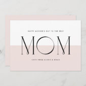 Blush Roze Minimalist Beste Mam Ooit Moederdag Feestdagenkaart (Voorkant / Achterkant)