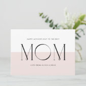 Blush Roze Minimalist Beste Mam Ooit Moederdag Feestdagenkaart (Staand voorkant)