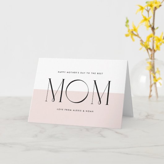 Blush Roze Minimalist Beste Mam Ooit Moederdag Kaart (Gele Bloem)
