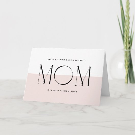Blush Roze Minimalist Beste Mam Ooit Moederdag Kaart (Voorkant)