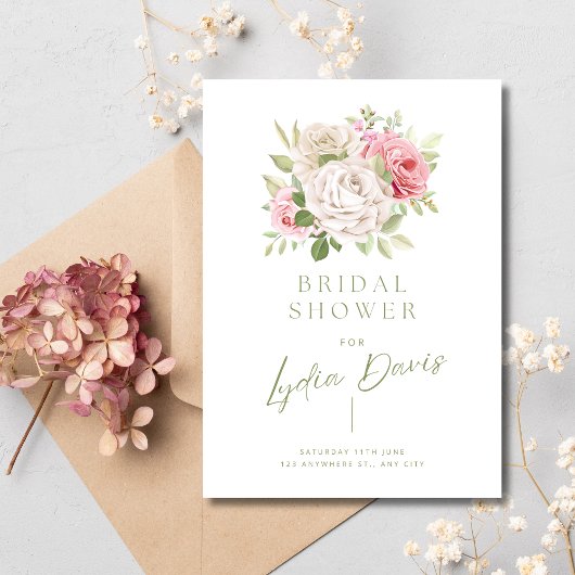 Blush roze Minimalist Floral Vrijgezellenfeest Kaart