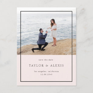 Blush roze minimalistisch Lijst Foto Opslaan datum Briefkaart