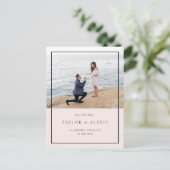 Blush roze minimalistisch Lijst Foto Opslaan datum Briefkaart (Staand voorkant)